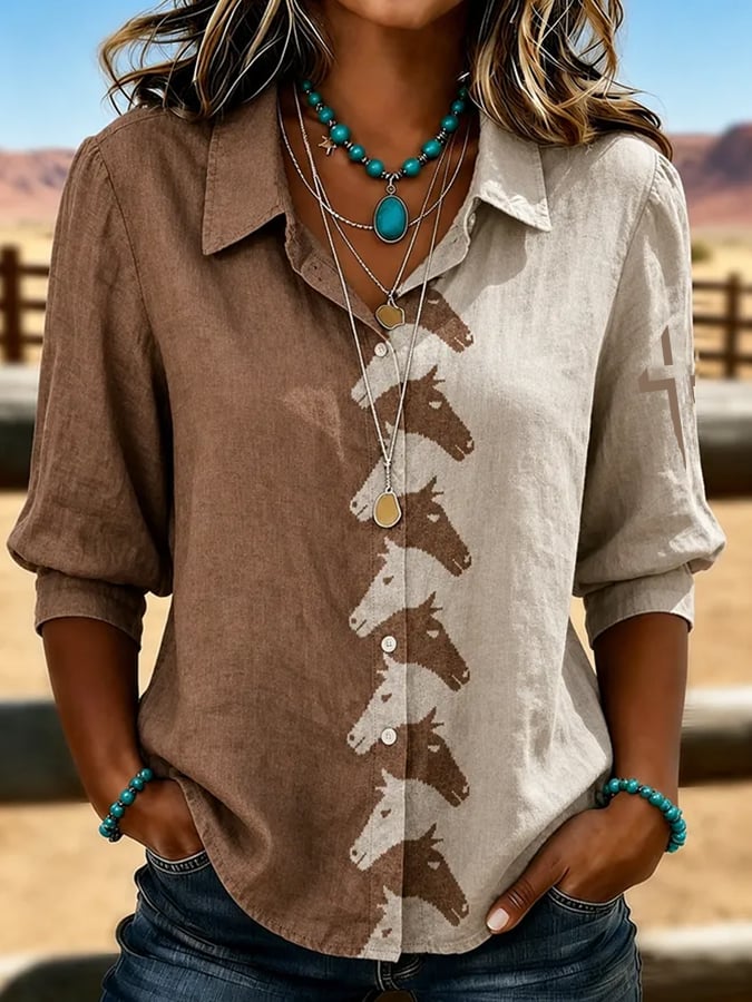 Women's Casual Retro Print Shirt