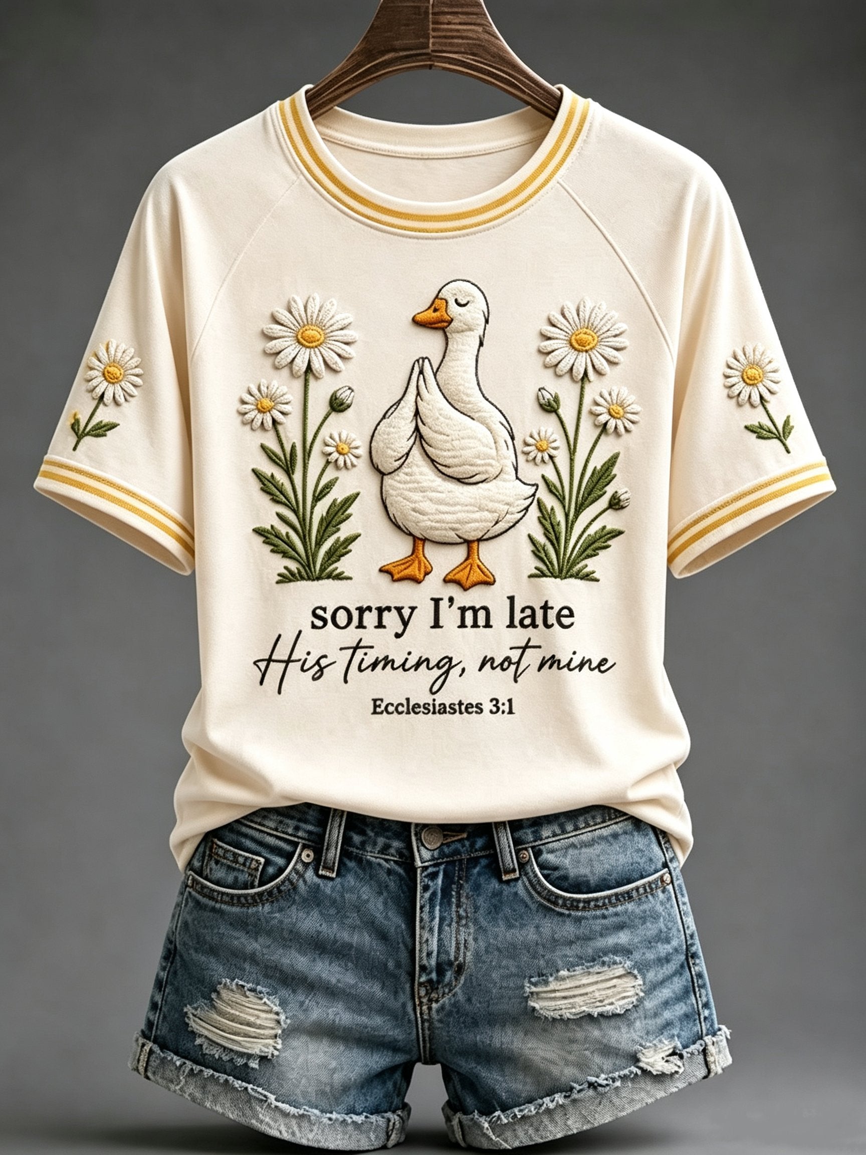Damen Sorry I'm Late Sein Timing, Nicht Meins Prediger 3:1 Gedruckte Freizeit-Tops