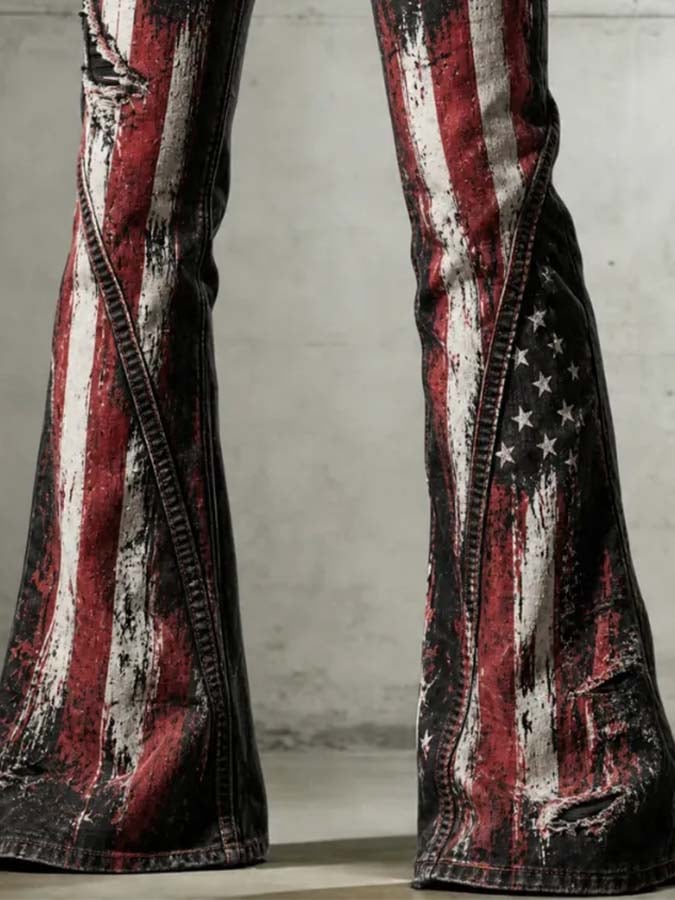 Women'S Casual Retro-Print Trousers