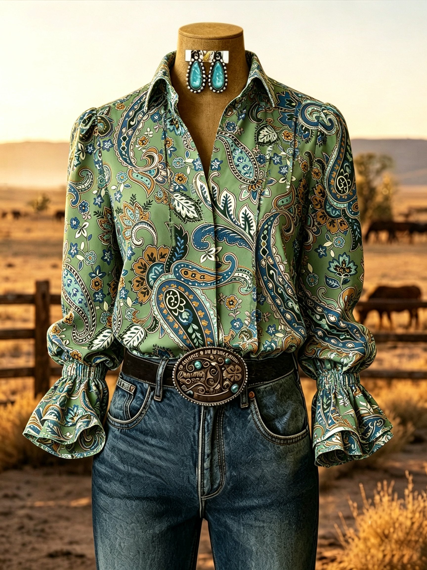 Women's Vintage Western Floral Shirt