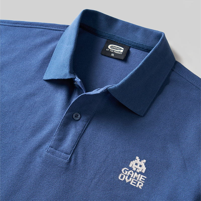 Game Over Geek Embroidered Polo Shirt