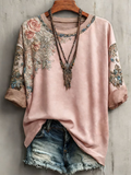 Women's Vintage Printed Casual Short Sleeve T-Shirt