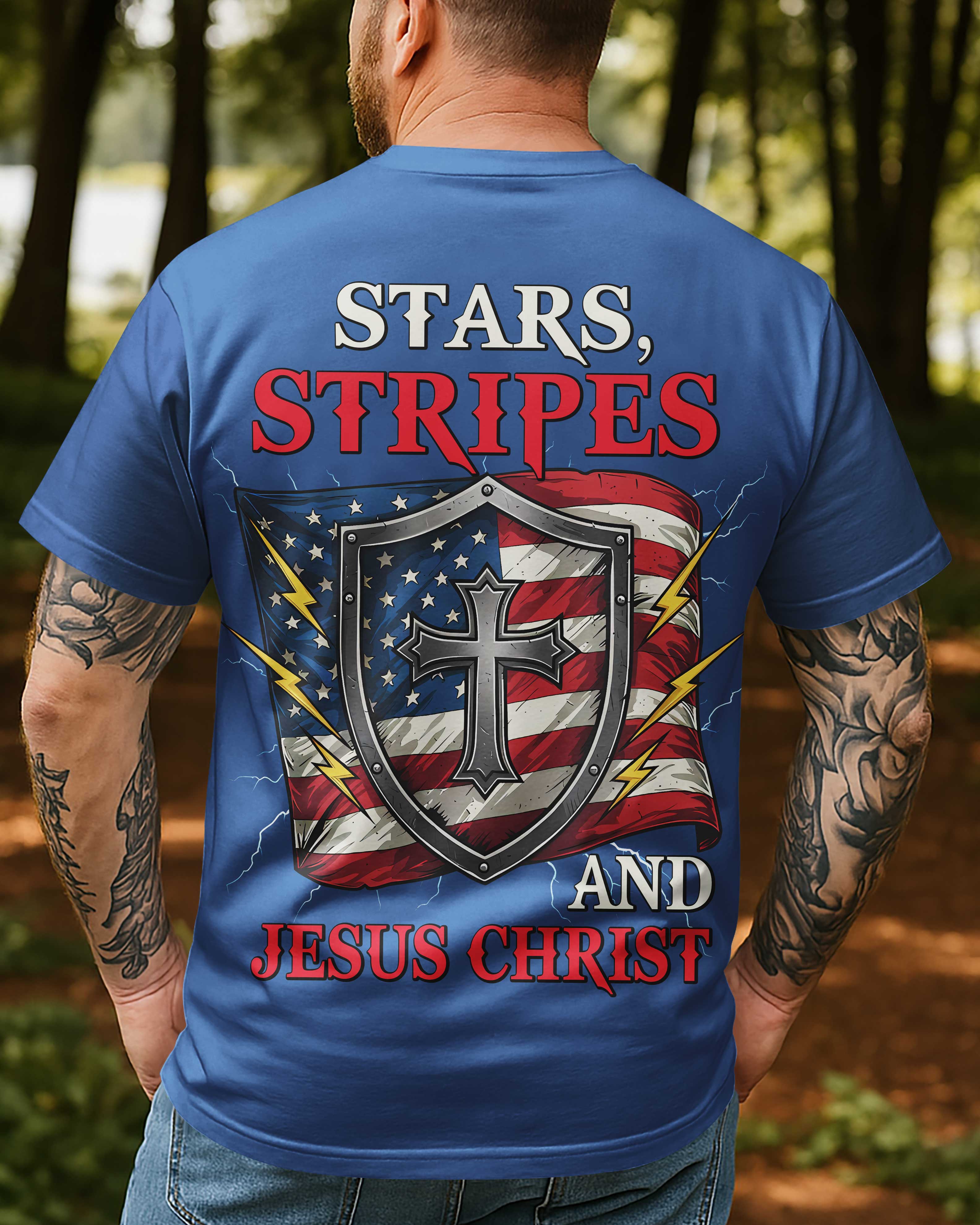 Camiseta Estrellas, franjas y Jesucristo