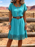 Women'S Casual Tassel Patchwork Dress