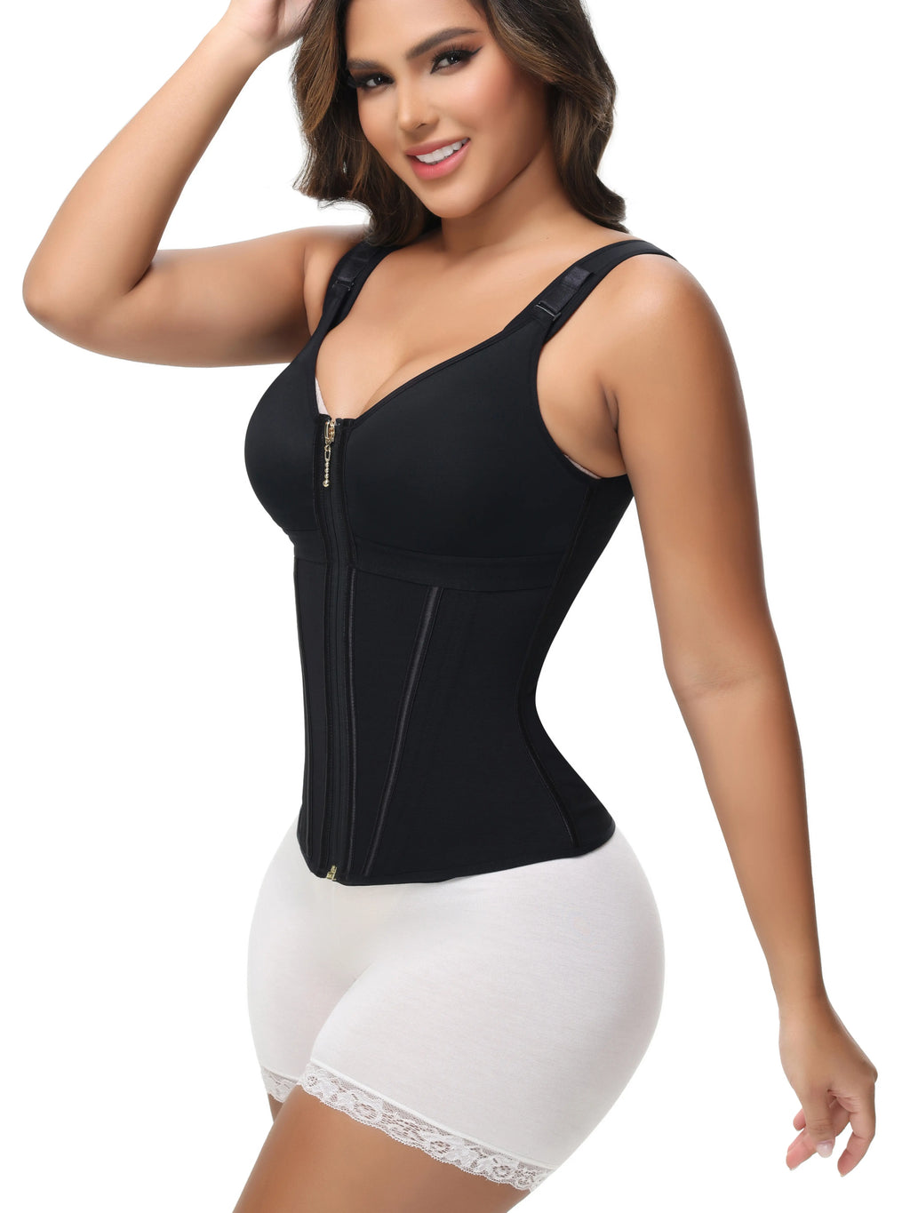 Zip Front Waist Trainer Corset with Built-in Bra