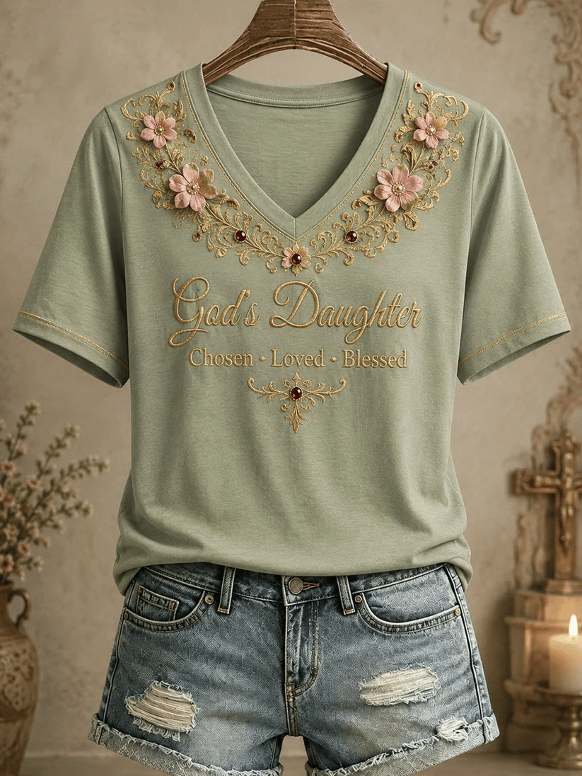 Damen T-Shirt mit Aufdruck „God's Daughter“