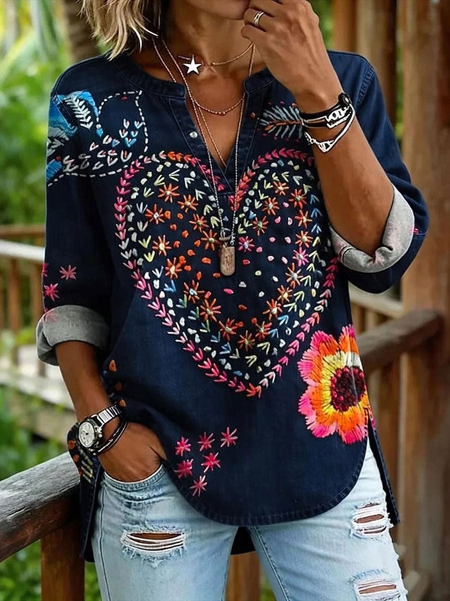 Top casual con estampado floral para mujer