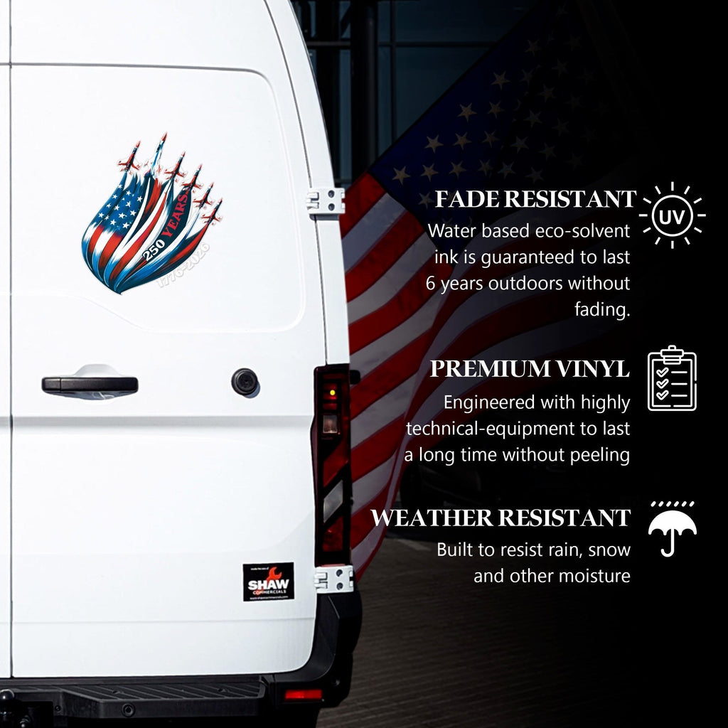 America 250th Anniversary Decal 1776-2026 Patriotic USA Flag Car Window Sticker