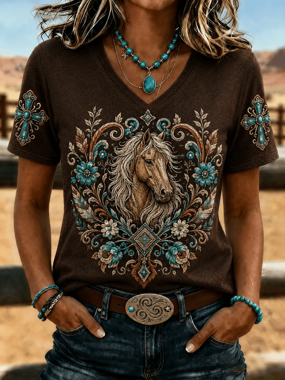 Women's Western Style Faith Printing  T-Shirts