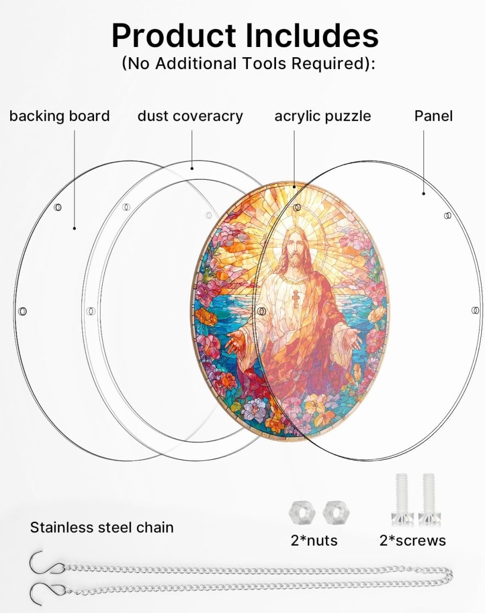 Attrape-soleil puzzle en acrylique - Lumière sainte de Jésus