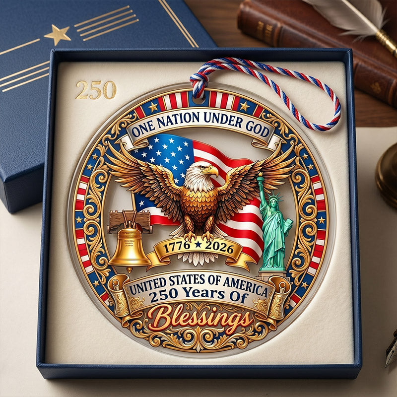 Adorno de acrílico «250.º aniversario de Estados Unidos» — tema patriótico, 1776–2026