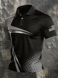 Men's Retro Patriot Color Block Polo Collar Short Sleeve