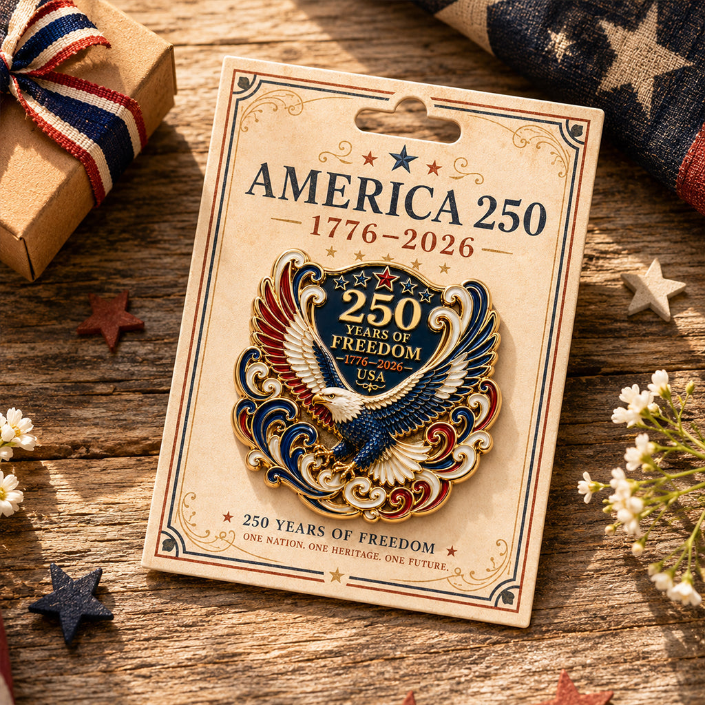 America 250 Eagle Brooch Pin – 1776–2026 Patriotic Commemorative Badge