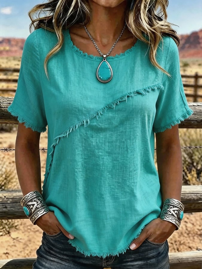 Women'S Casual Loose Tassel Top