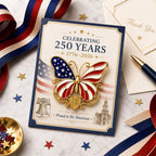 American Flag Butterfly Brooch Pin Celebrating 250 Years 1776–2026 Patriotic Butterfly Pin