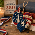 "250th Anniversary of the Founding of the U.S." Handmade Heart-Shaped Statue of Liberty Ornament — Patriotic Fabric Crafting Kit (1776–2026 Commemorative Edition)