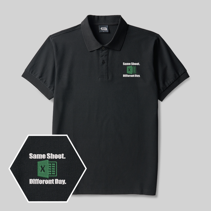Same Sheet Different Day Geek Embroidered Polo Shirt