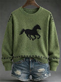 Women's Casual Print Long Sleeve Knit Top
