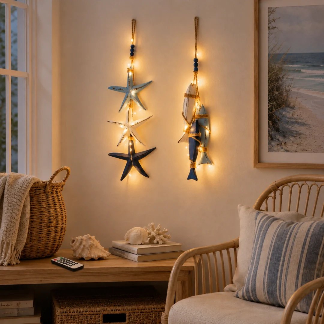 Lumières de suspension décoratives en bois de plage