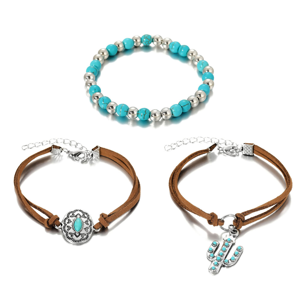 Vintage West Bohemian Turquoise Bracelet Set