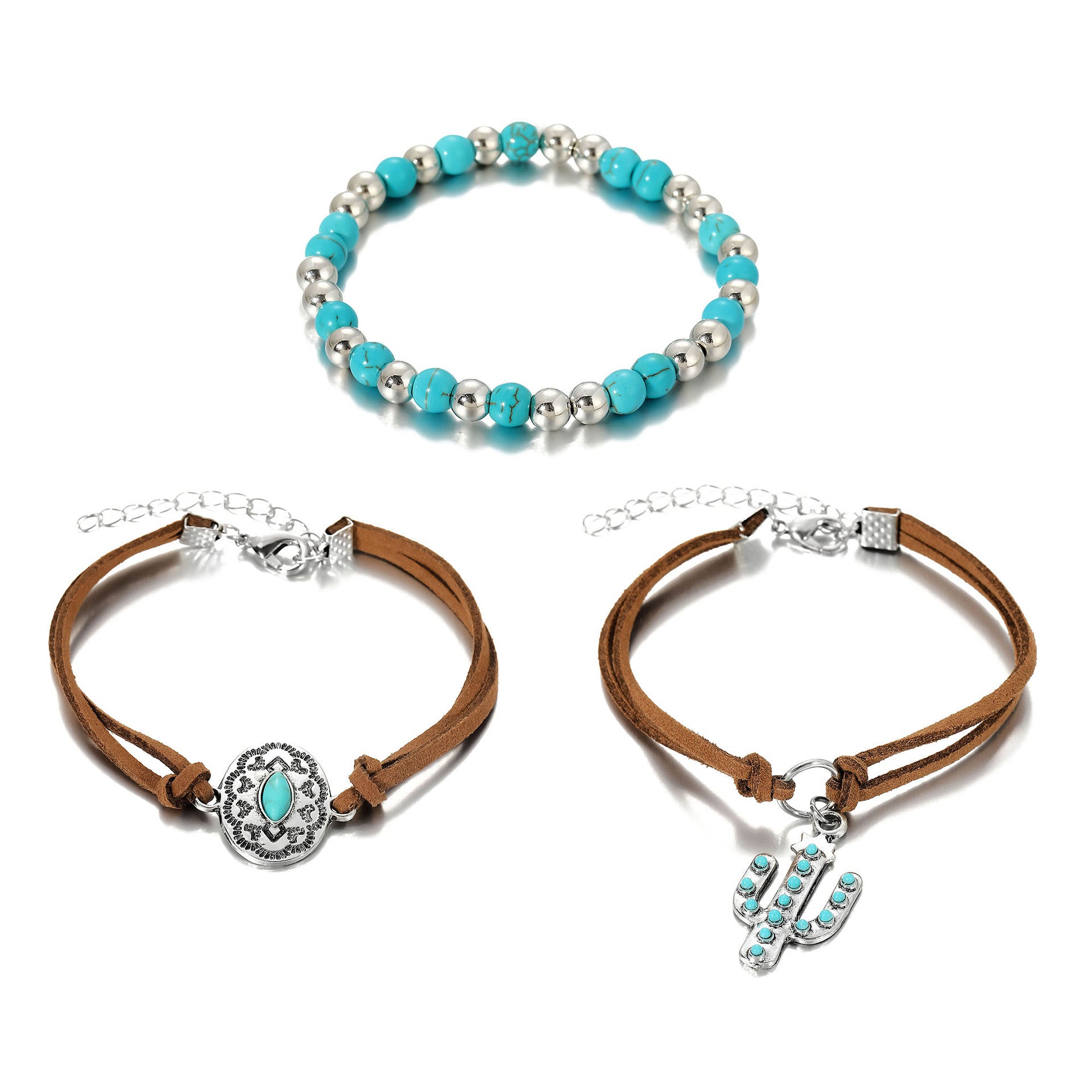 Vintage West Bohemian Turquoise Bracelet Set