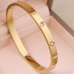 Women's Stainless Steel Flower Nail Design Bracelet Set