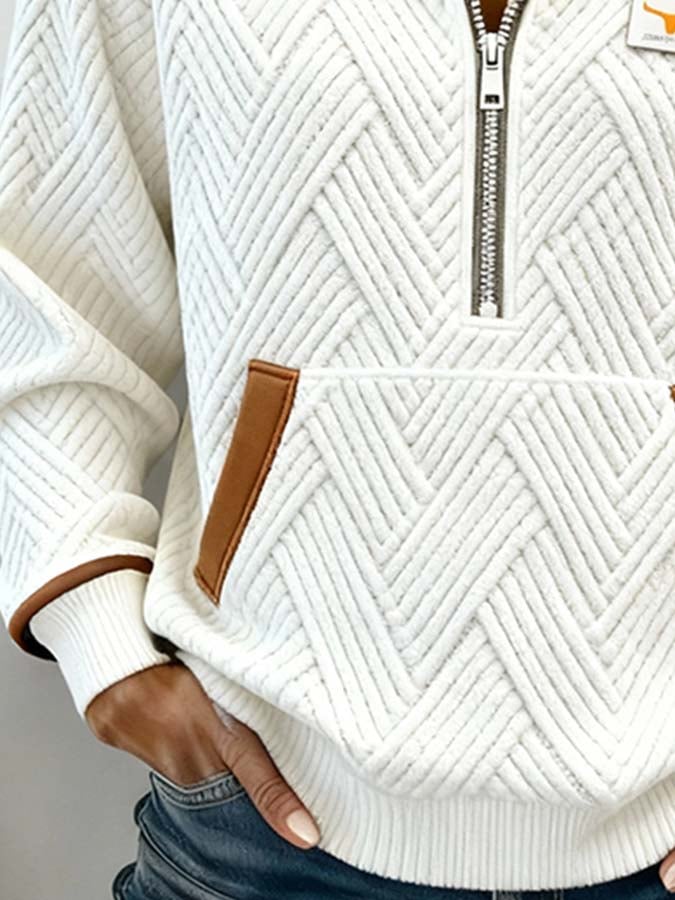 Women'S Casual Color-Blocked Pullover Sweatshirt