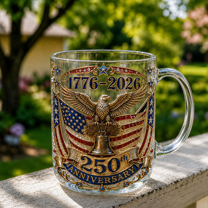America 250 Liberty Bell Eagle Patriotic Glass Mug