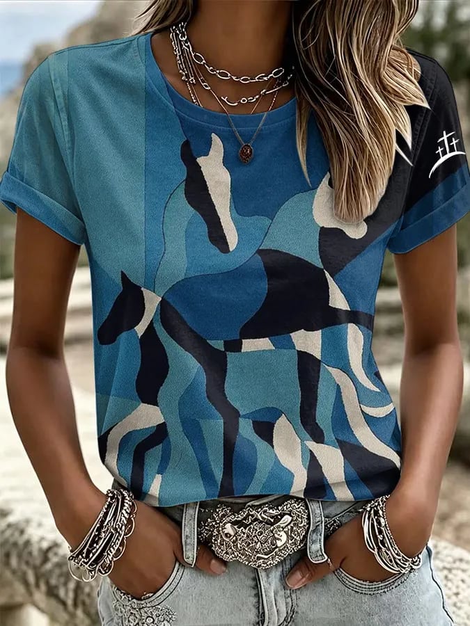 Women's Retro Western Faith Print T-shirt