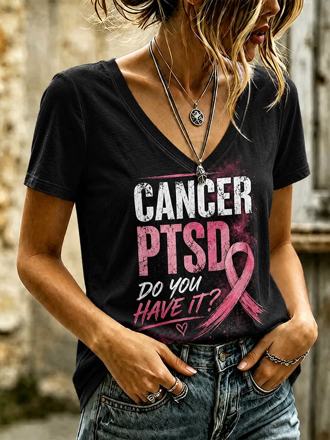 Women's Casual Breast Cancer Awareness Print Top