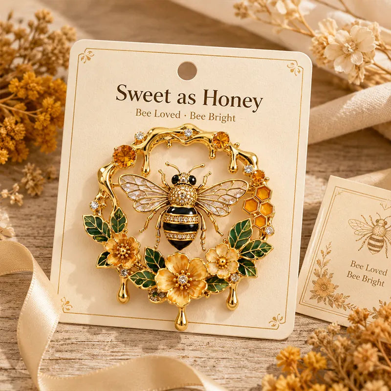 Vintage 3D Bee and Flower Brooch