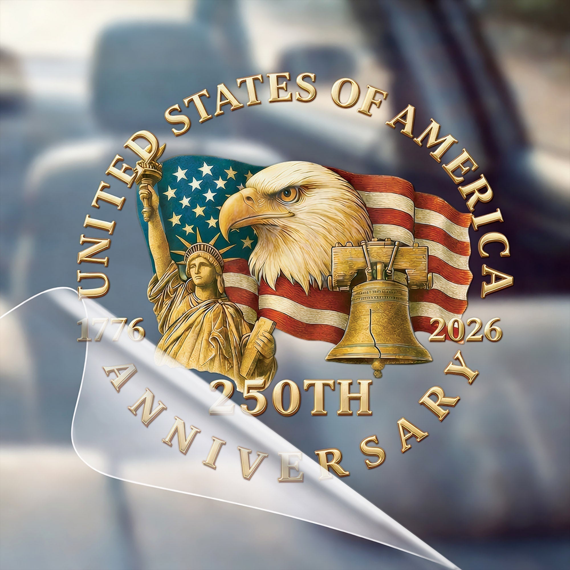 USA Flag Eagle Liberty Bell 250th Anniversary Decal 1776-2026 Patriotic Sticker