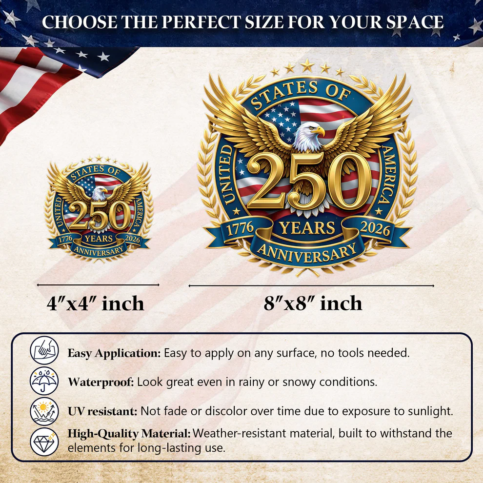 🔥 LIMITED TIME OFFER – 250th Anniversary Golden Eagle Patriotic Decal