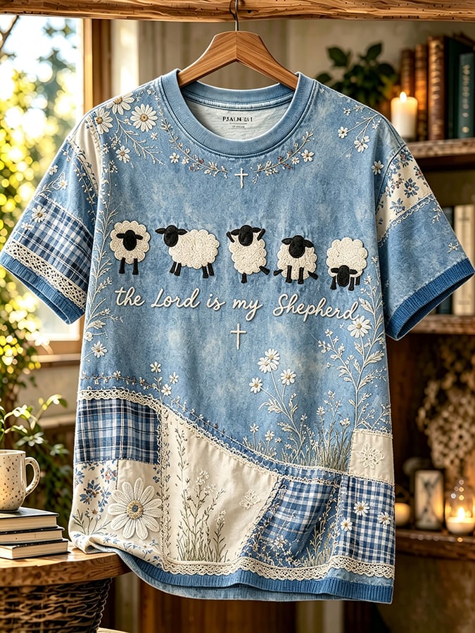 Damen Retro Der Herr ist mein Hirte T-Shirt mit Glaubens-Print