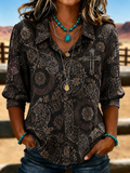 Women'S Western Style Floral Cross Retro Printed Shirt