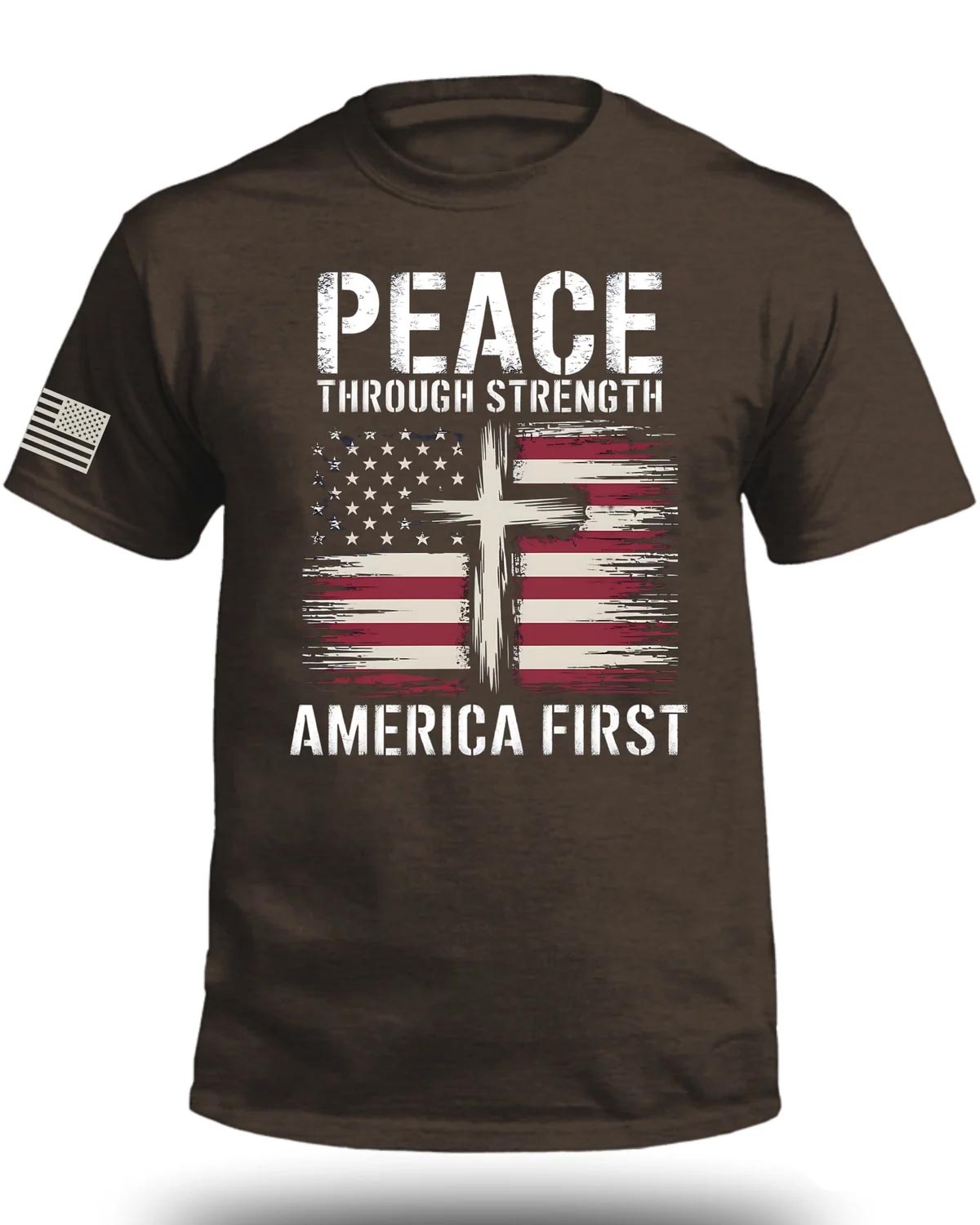 Peace Through Strength America First FRONT T-Shirt