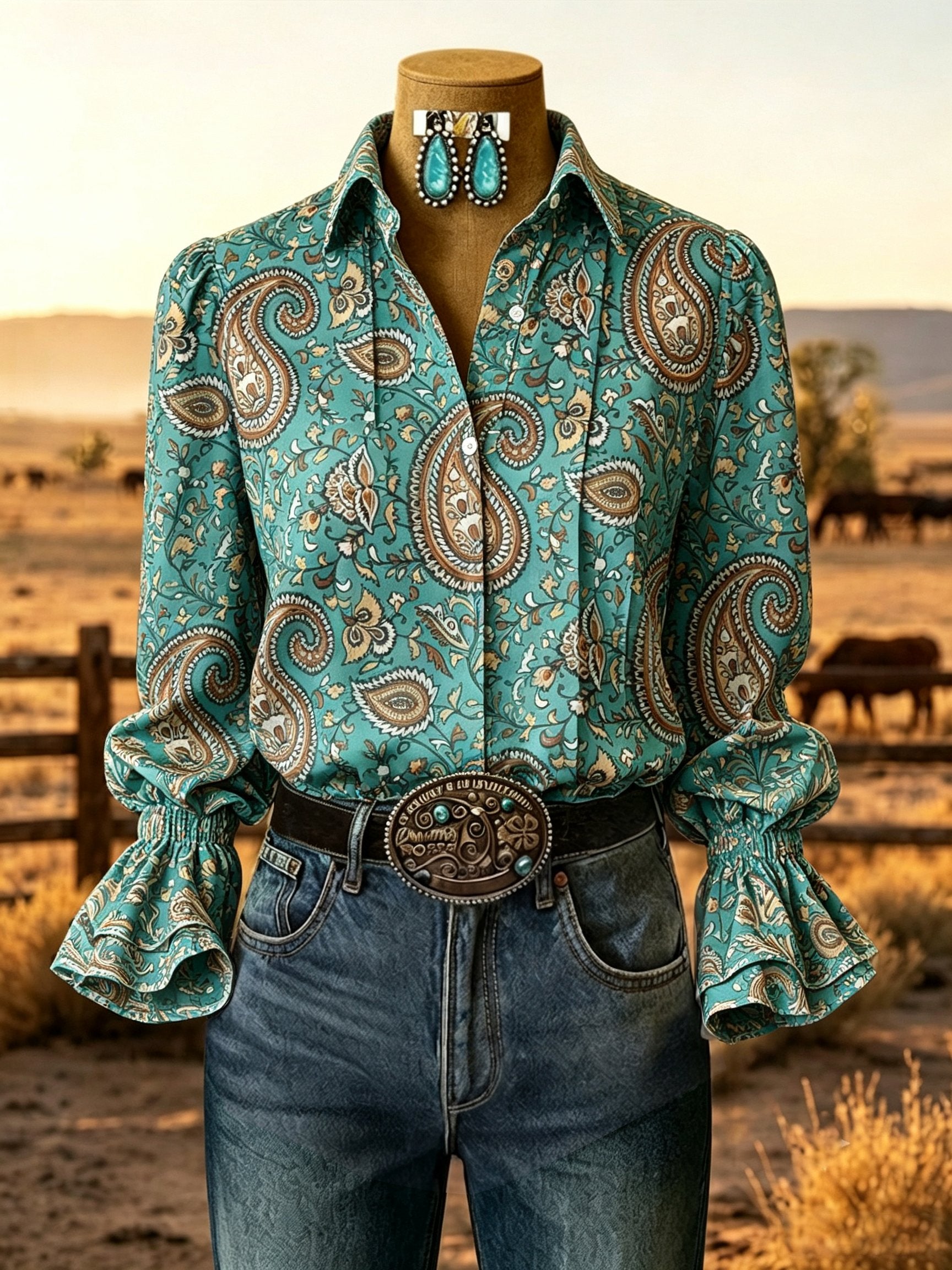 Women's Vintage Western Floral Shirt