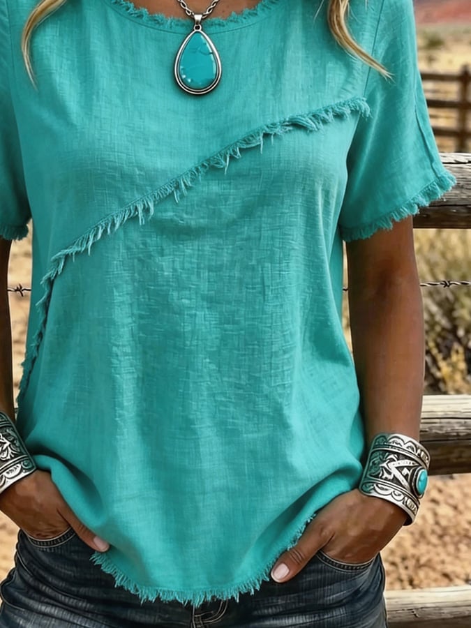 Women'S Casual Loose Tassel Top