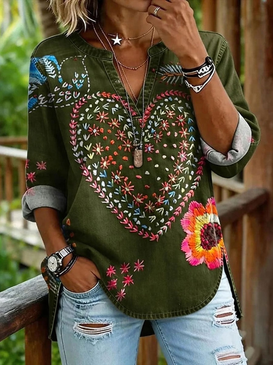 Top casual con estampado floral para mujer
