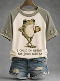”Ich könnte gemeiner sein, aber Jesus sagte Nein“ Lässiges Raglan-T-Shirt mit kurzen Ärmeln