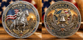 America 250th Anniversary Commemorative Coin – 1776–2026 Western Cowboy Eagle Freedom Challenge Coin, Antique Silver & Gold Plated Patriotic Collectible Gift