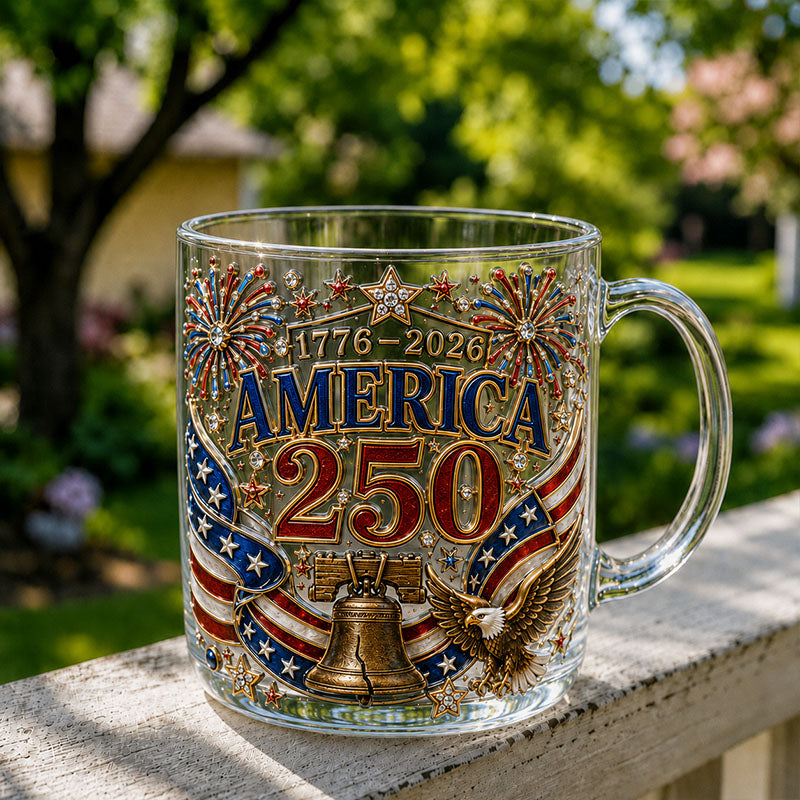 America 250 Liberty Bell Eagle Patriotic Glass Mug