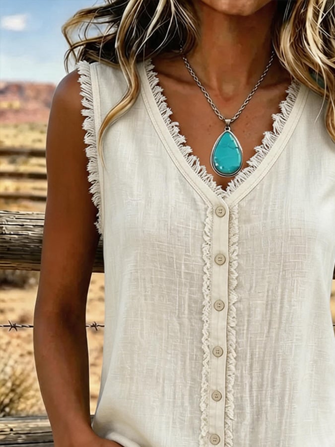 Women'S Casual Loose Tassel Top