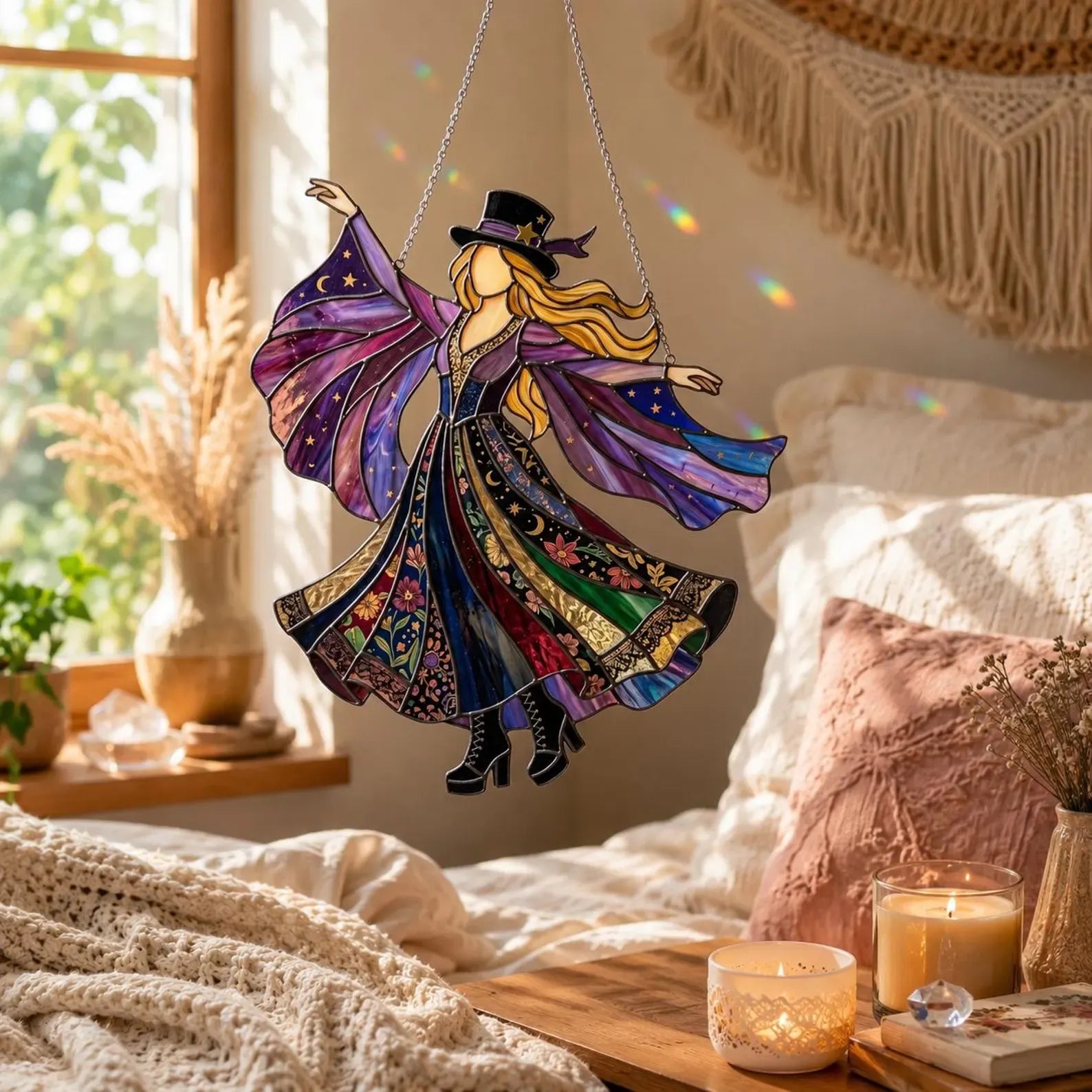 💥💃 Stevie Nicks 🤘 Handmade Stained Glass Spinning Suncatcher