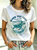 Damen Strandurlaub und Freizeit Meeresschildkröte Wenn du durch tiefe Gewässer gehst, werde ich bei dir sein Glaube bedrucktes T-Shirt