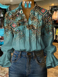 Women's Retro Casual Western Pattern Shirt