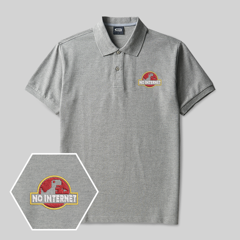 No Internet Geek Embroidered Polo Shirt