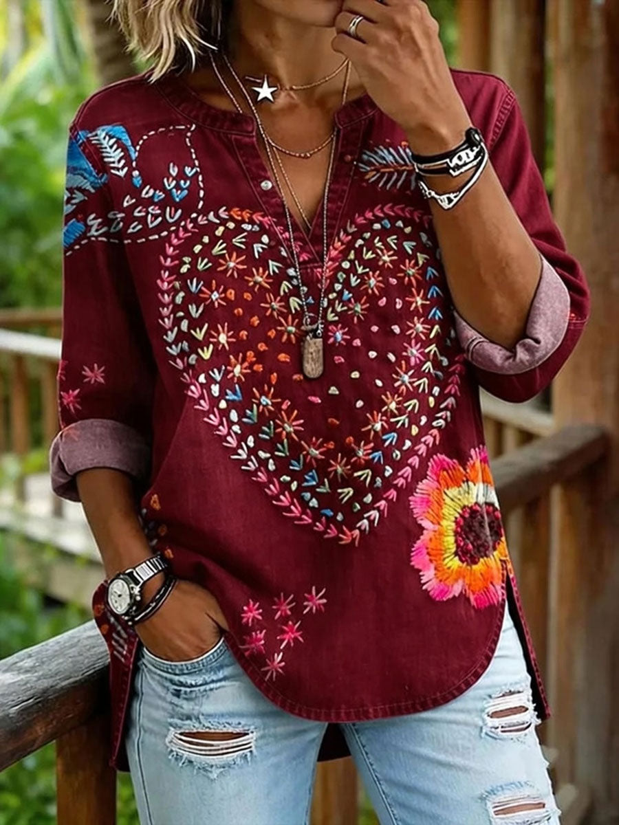 Top casual con estampado floral para mujer