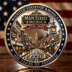 Main Street America 1776–2026 250th Anniversary Commemorative Coin | Double-Sided Patriotic Eagle & Liberty Bell Collectible Coin