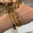 Women's Stainless Steel Flower Nail Design Bracelet Set